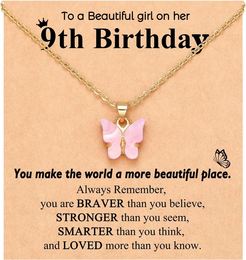 UNGENT THEM Happy 5th 6th 7th 8th 9th 10th 11th 12th Birthday Gifts, You Make The World A More Beautiful Place Butterfly Necklace Bday Presents - Image 1